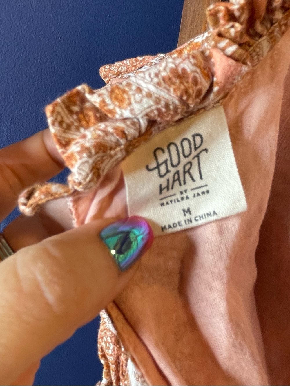 Boho Good Hart Paisley Midi Dress Cottagecore Western Festival Peach M Gypsy - Picture 7 of 8